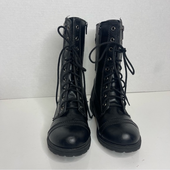 SODA COMBAT BOOTS Black strappy size 3 - Picture 2 of 7